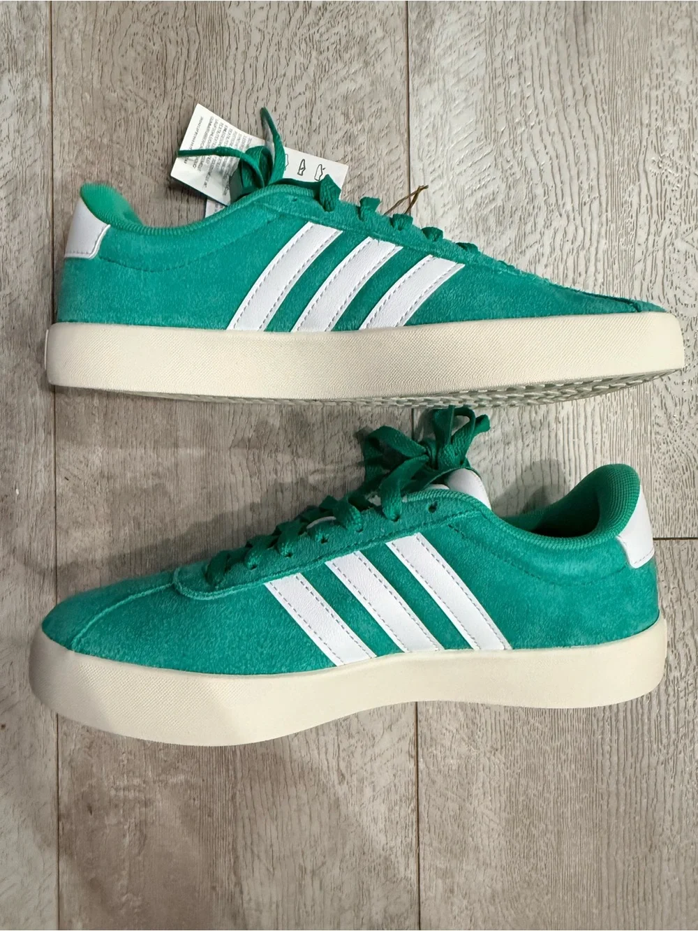 adidas Teal Green Suede Low-Top Sneakers with White Stripes